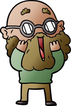 cartoon amazed man with beard vector
