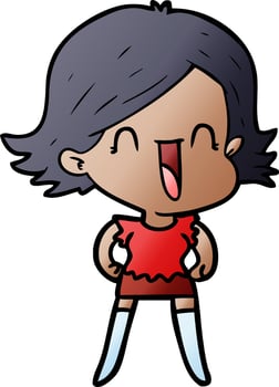 cartoon happy woman vector