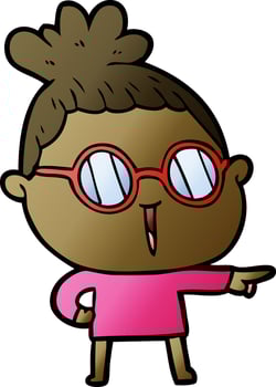 cartoon woman wearing spectacles vector
