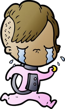 cartoon crying girl vector