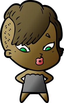 cartoon surprised girl vector