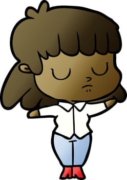 cartoon indifferent woman vector