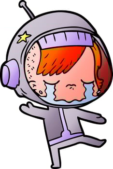 cartoon crying astronaut girl vector
