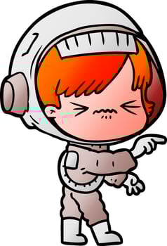 angry cartoon space girl vector