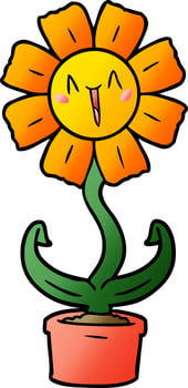 happy cartoon flower vector