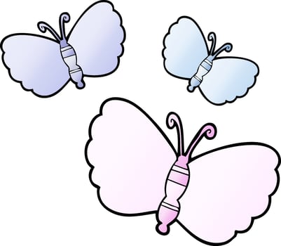 colorful cartoon butterflies vector