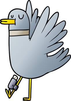 cartoon flapping wood pigeon vector