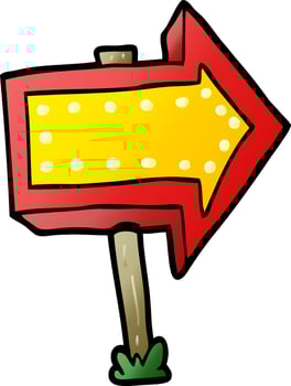 cartoon pointing arrow sign vector
