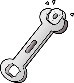 cartoon spanner turning nut vector