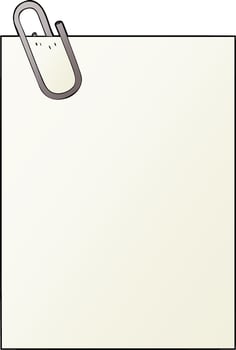 cartoon paper with paperclip vector