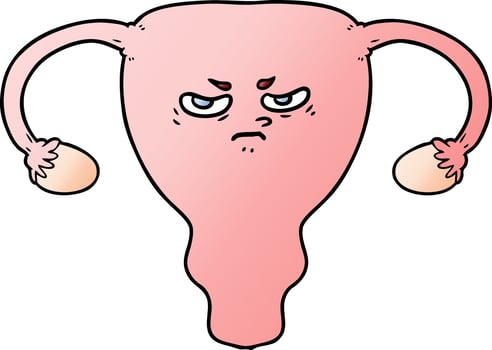 cartoon angry uterus vector