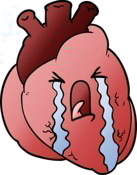 cartoon heart crying vector
