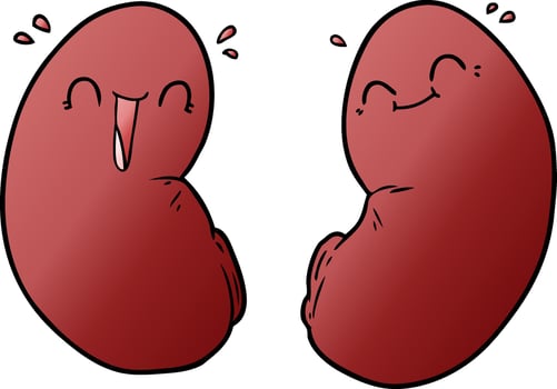 cartoon happy kidneys vector