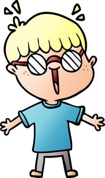 cartoon boy wearing spectacles vector