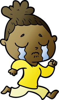 cartoon crying woman vector