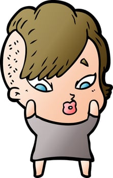 cartoon surprised girl vector