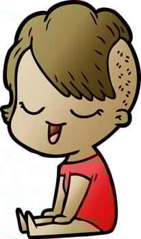 happy cartoon girl vector