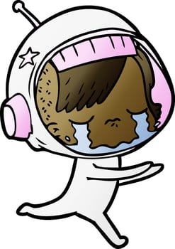 cartoon crying astronaut girl vector