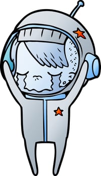 cartoon crying astronaut girl vector