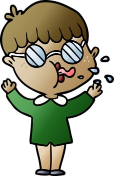cartoon boy wearing spectacles vector