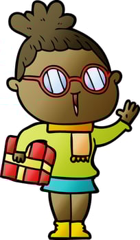 cartoon woman wearing spectacles vector