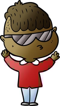 cartoon boy wearing sunglasses vector