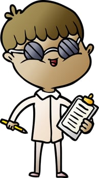 cartoon boy wearing spectacles vector