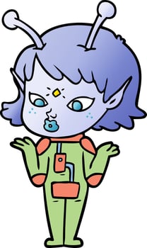 pretty cartoon alien girl vector