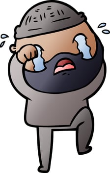 cartoon bearded man crying and stamping foot vector