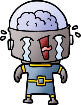 cartoon crying robot vector