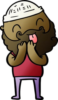 man with beard sticking out tongue vector