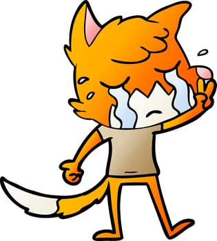 crying waving fox cartoon vector