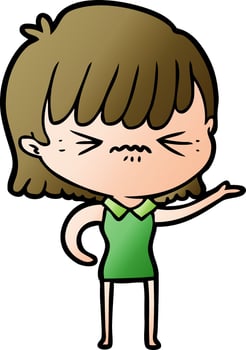 annoyed cartoon girl vector