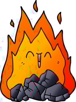 cartoon blazing coal fire vector