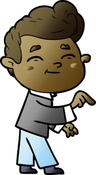 happy cartoon man pointing vector