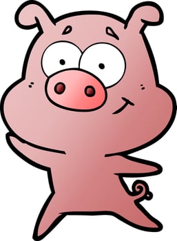 happy cartoon pig vector