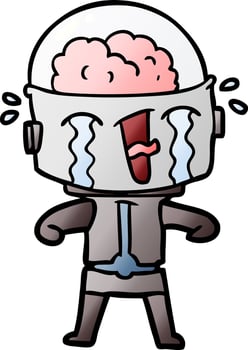 cartoon crying robot vector