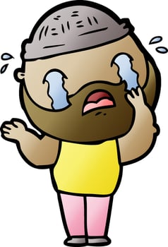 cartoon bearded man crying vector