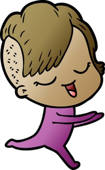 happy cartoon girl vector