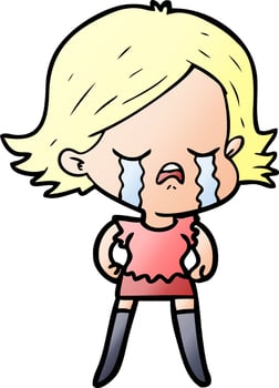 cartoon girl crying vector