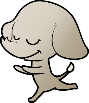 cartoon smiling elephant running vector
