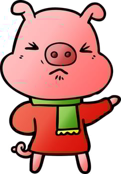 cartoon angry pig vector