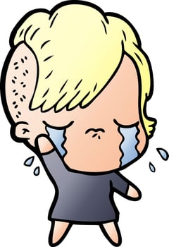 cartoon crying girl waving vector