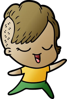 happy cartoon girl vector