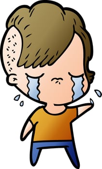 cartoon crying girl vector