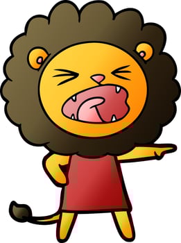 cartoon angry lion in dress vector