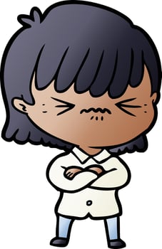 annoyed cartoon girl vector