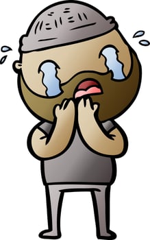 cartoon bearded man crying vector