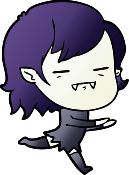 cartoon undead vampire girl running vector