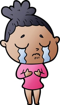 cartoon crying woman vector